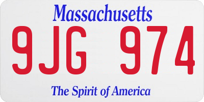 MA license plate 9JG974