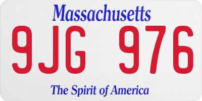 MA license plate 9JG976
