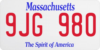 MA license plate 9JG980
