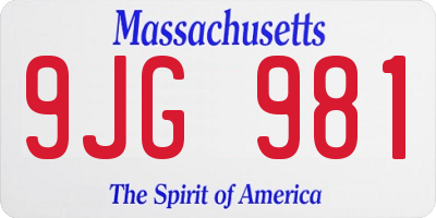 MA license plate 9JG981