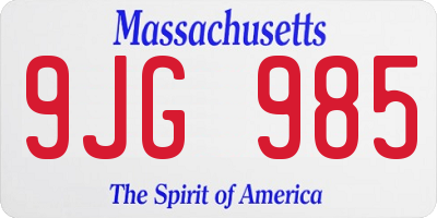 MA license plate 9JG985