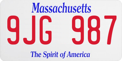 MA license plate 9JG987