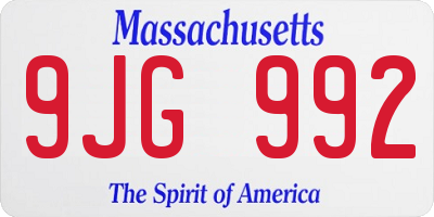 MA license plate 9JG992