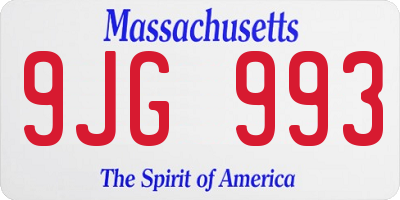 MA license plate 9JG993