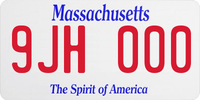 MA license plate 9JH000