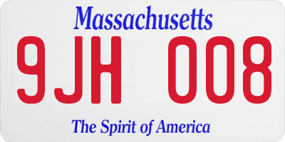 MA license plate 9JH008