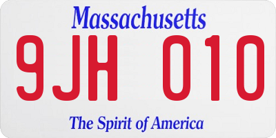 MA license plate 9JH010