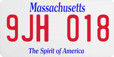 MA license plate 9JH018