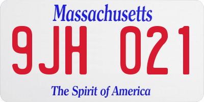 MA license plate 9JH021