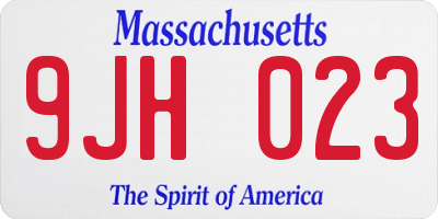 MA license plate 9JH023
