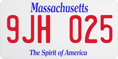 MA license plate 9JH025
