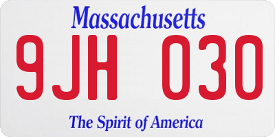 MA license plate 9JH030