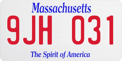 MA license plate 9JH031