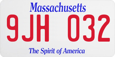 MA license plate 9JH032