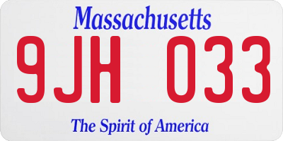 MA license plate 9JH033