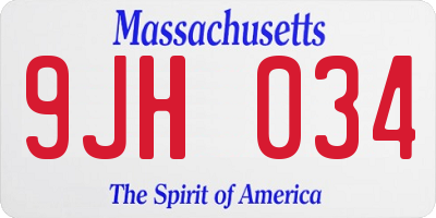 MA license plate 9JH034