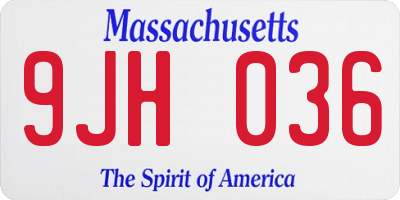 MA license plate 9JH036