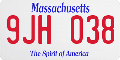 MA license plate 9JH038