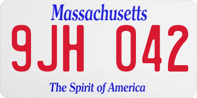 MA license plate 9JH042