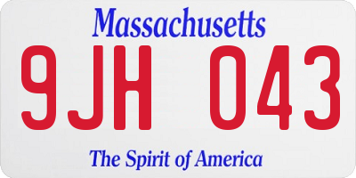 MA license plate 9JH043