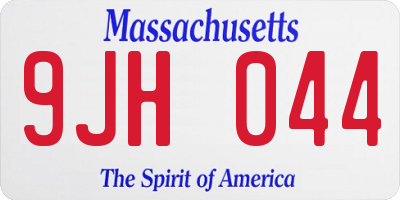 MA license plate 9JH044