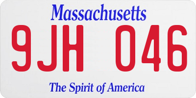 MA license plate 9JH046