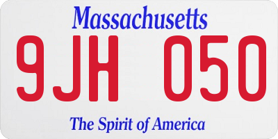 MA license plate 9JH050