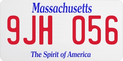 MA license plate 9JH056