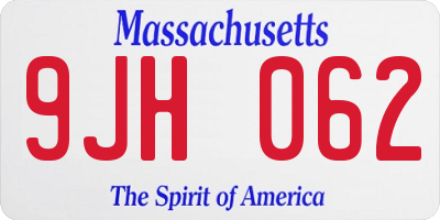 MA license plate 9JH062