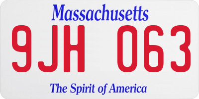 MA license plate 9JH063