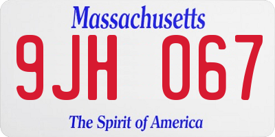MA license plate 9JH067