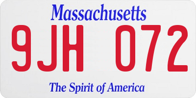 MA license plate 9JH072