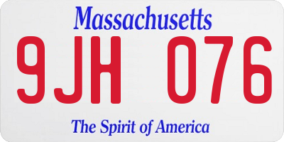 MA license plate 9JH076