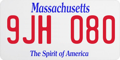MA license plate 9JH080