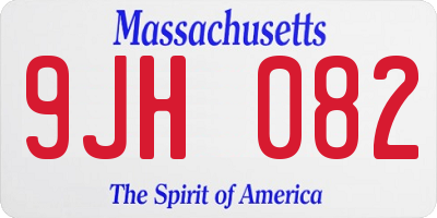 MA license plate 9JH082