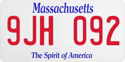 MA license plate 9JH092
