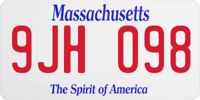 MA license plate 9JH098