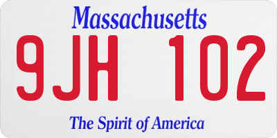 MA license plate 9JH102