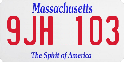 MA license plate 9JH103