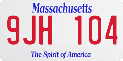 MA license plate 9JH104