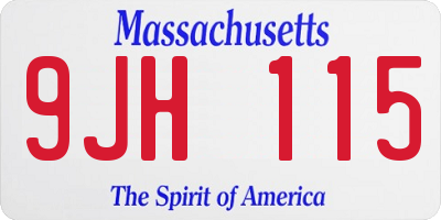 MA license plate 9JH115