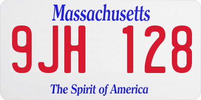 MA license plate 9JH128