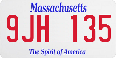 MA license plate 9JH135