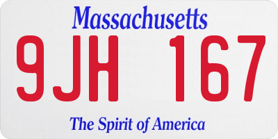 MA license plate 9JH167