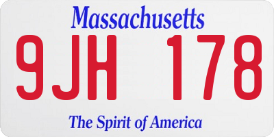 MA license plate 9JH178