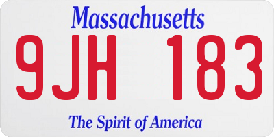MA license plate 9JH183