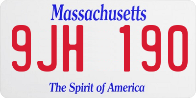 MA license plate 9JH190