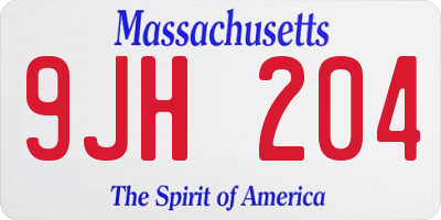 MA license plate 9JH204