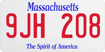MA license plate 9JH208
