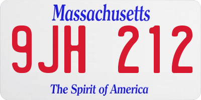 MA license plate 9JH212